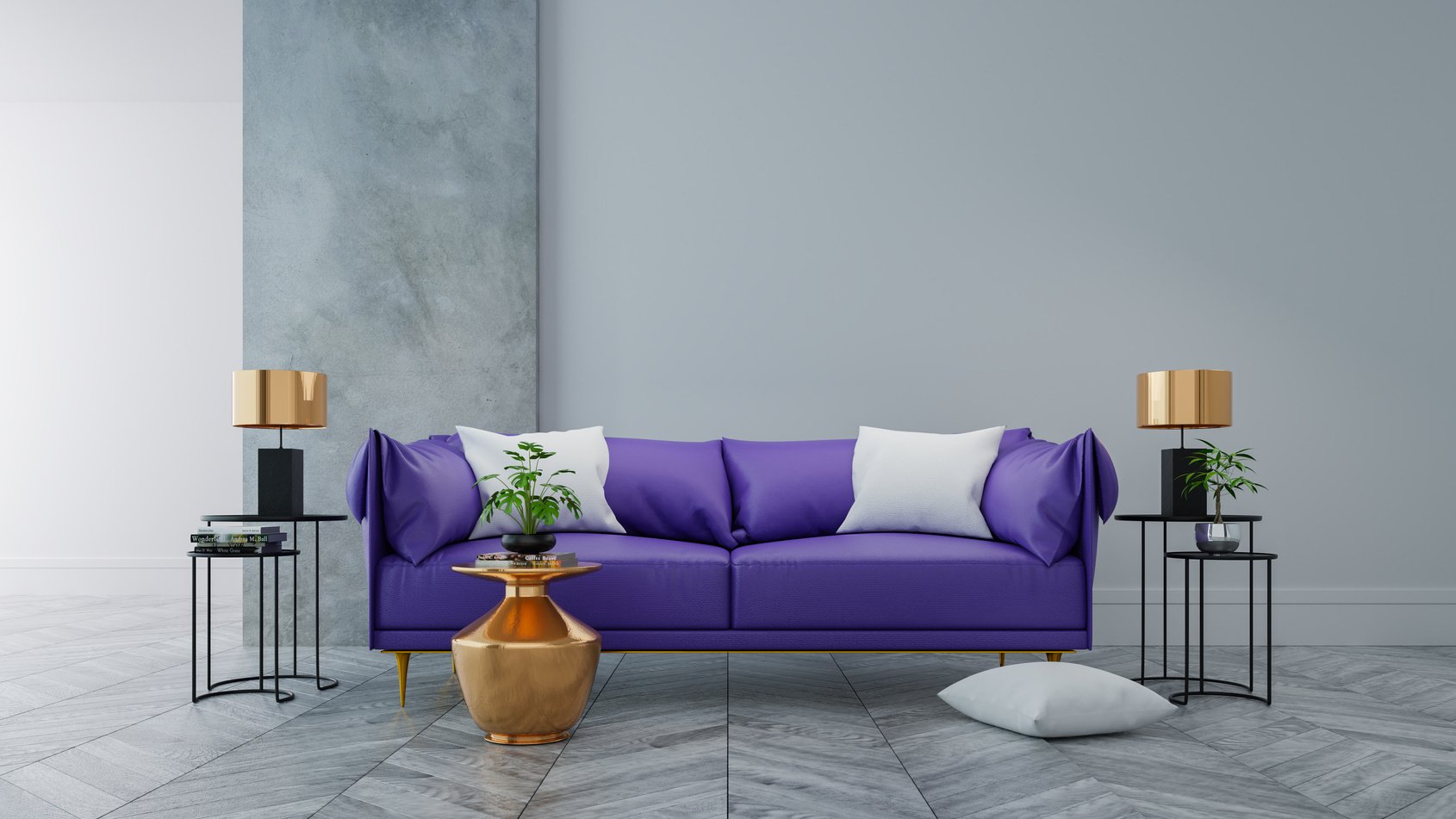 Purple Couch in a Modern Living Room